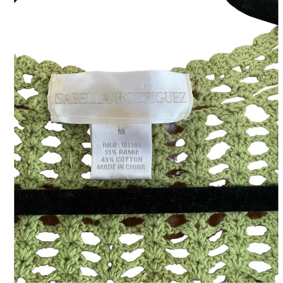 Isabella Rodriguez green cropped knit crochet cardigan sweater 90s M - Picture 4 of 7